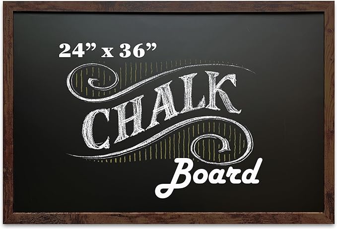 Loddie Doddie Magnetic Chalkboard - 24 x 36 in, Rustic Wood Frame - Stain Resistant Surface - Magnet Board for Wall & Photo Display - Chalkboard Calendar & Menu Sign