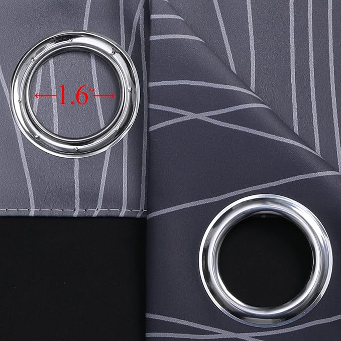 Estelar Textiler Black and Greyish White Blackout Curtains 54 Inch Length, Light Blocking Gradient Grommet Drapes for Bedroom, Thermal Insulated Ombre Curtains for Bathroom,42Wx54L,2 Panels