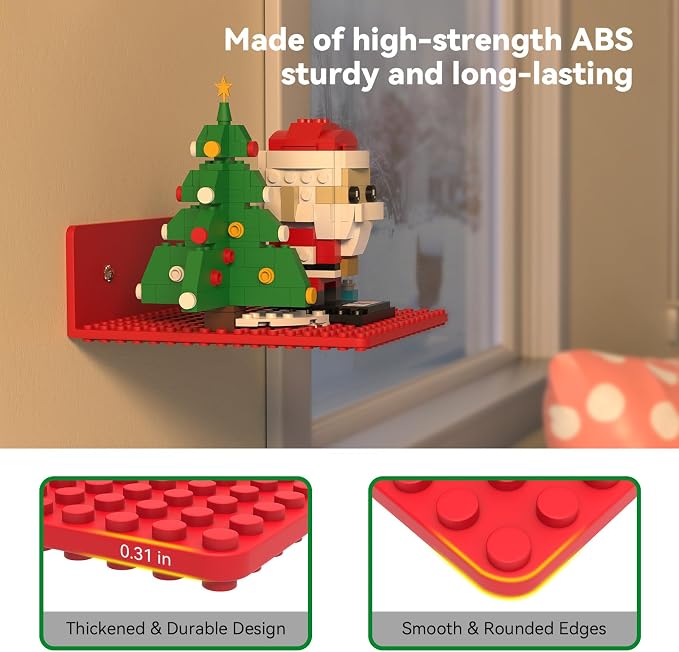 BlissBox 8-Pack Small Floating Shelves for Wall Compatible with Lego Building Bricks, 5x5.5inch Dual‑Sided 16x17 Studs for Brick Storage and Display, ABS Display Shelves for Room Decor, Multicolor