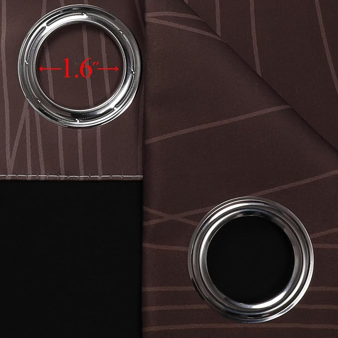 Estelar Textiler Brown and Greyish White Blackout Curtains 45 Inch Length, Full Light Blocking Gradient Drapes for Bedroom, Thermal Insulated Grommet Ombre Curtains for Bathroom,52Wx45L,2 Panels