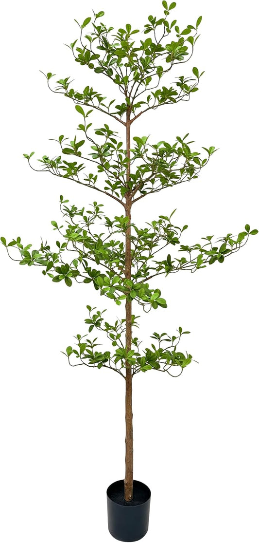 Artificial Black Olive Tree, 7FT Tall Faux Shady Lady Tree with Potted, Fake Olive Tree for Home Decor Indoor