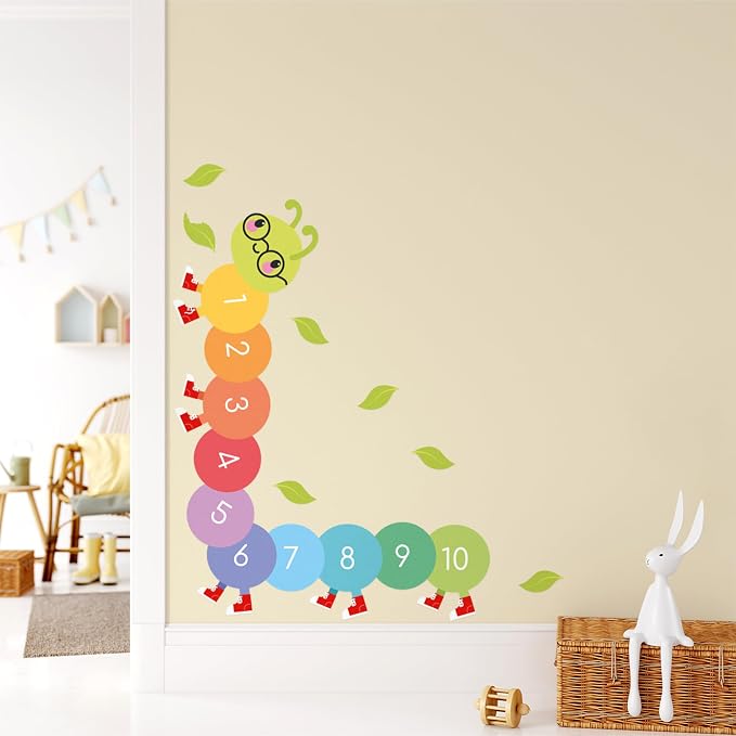 Teddylabels - Caterpillar - Easy-to-Apply & Removable Wall Stickers: Transform Your Toddlers Bedroom with Durable, Vibrant Peel-and-Stick Wall Decor – Stickers for Kids