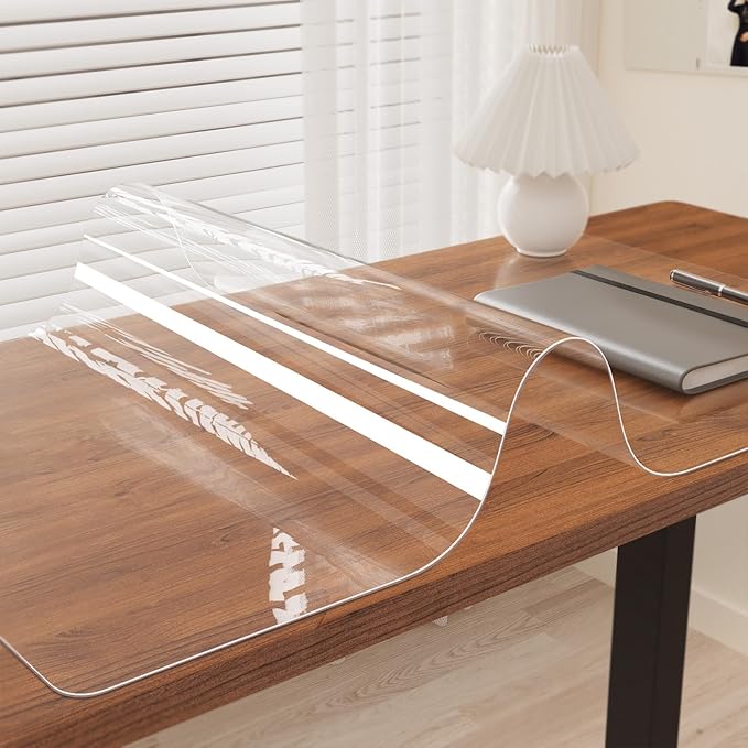 Oterri Clear Writing Desk Pad, 16’’x30” Heat Resistant Waterproof PVC Round Edge Durable Desk Protect Mat, Anti-Static Writing Mat Table Protector