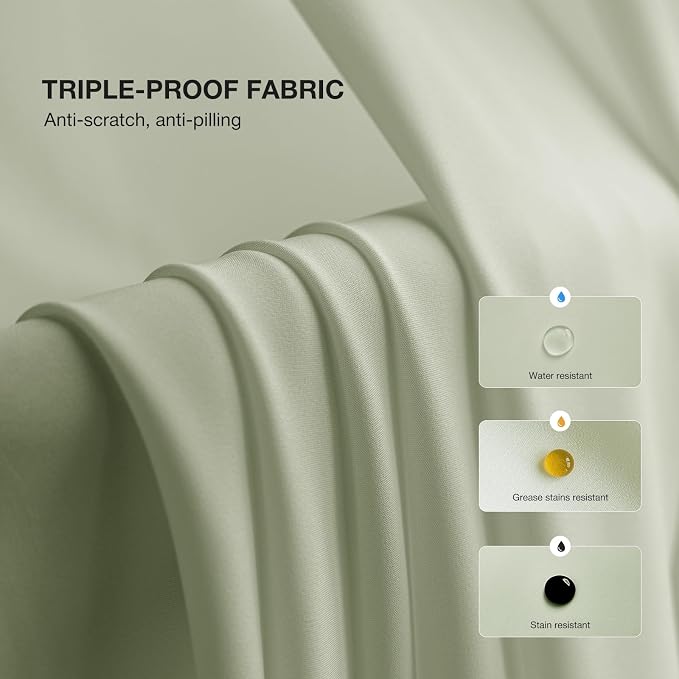 Anmao Non-See-Through Valance Kitchen Curtains 36 Inch Length 2 Panels Set, Privacy Light Filtering Semi Sheer Over Sink Short Cafe Curtain Tiers for Small Windows, 25W x 36L, Sage Green