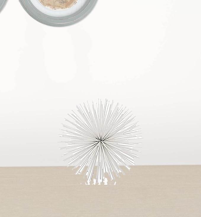Modern Day Accents 5467 Erizo Urchin Small White Sphere, 6" D