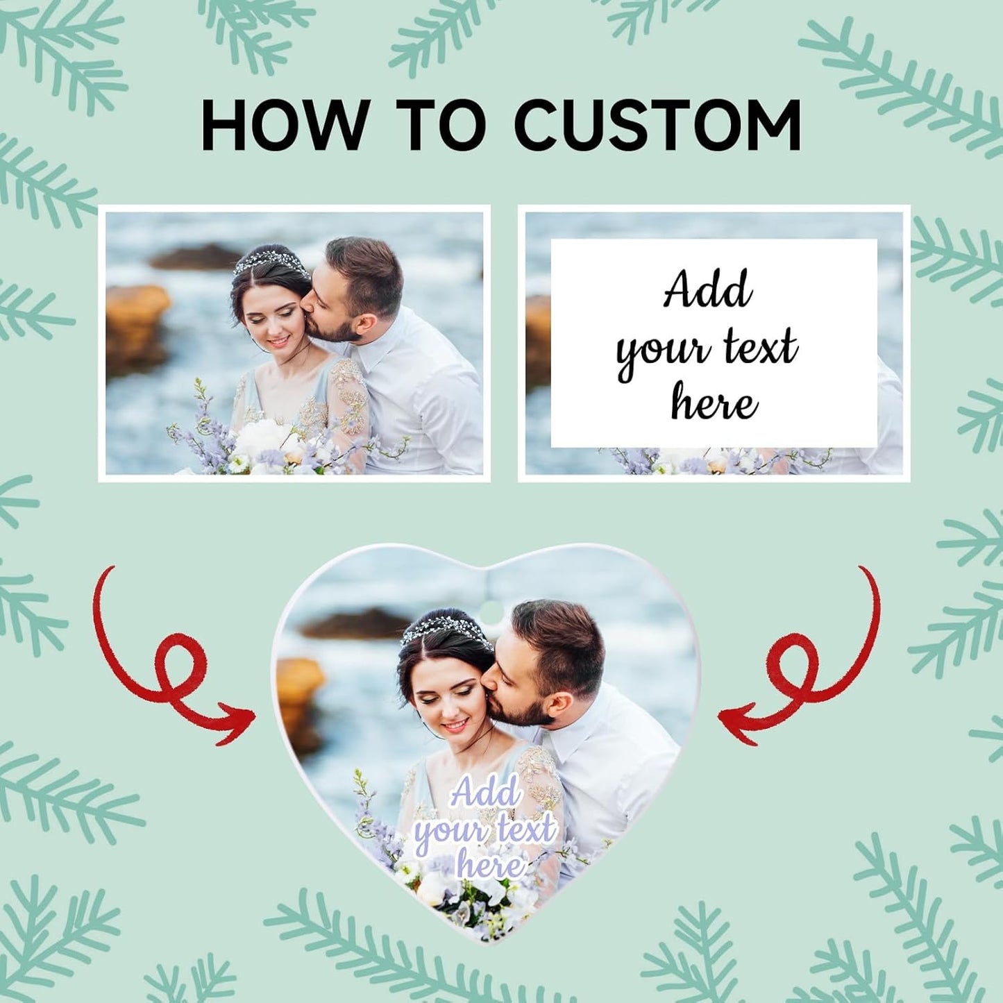 Personalized Christmas Ornaments 2025, Ceramic Custom Photo Text Hanging Ornament Customized Christmas Tree Decorations Gift for Family, Kids, Friends, Couples, Wedding