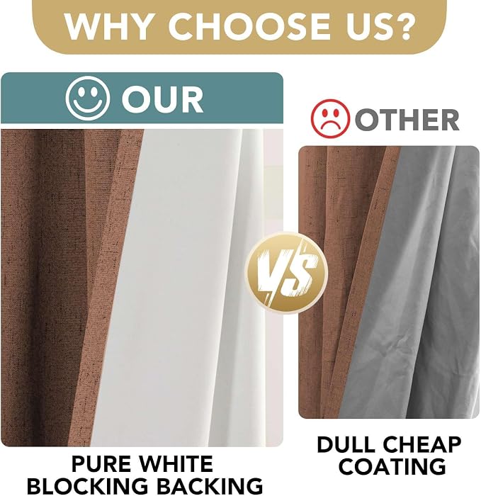 H.VERSAILTEX 100% Blackout Curtains for Bedroom Thermal Insulated Linen Textured Curtains Heat and Full Light Blocking Drapes Living Room Curtains 2 Panel Sets, Washed Spice, 52x54 Inch