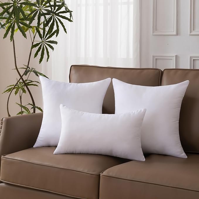 20 x 20 Pillow Inserts Set of 2 - Premium Soft and Fluffy 20 Inch Large Sofa Decorative White Square Throw Pillow Inserts Stuffing for Living Room Couch and Bedroom Interior Cushions