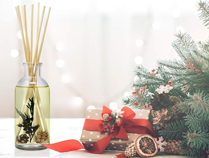 Urban Naturals Reed Diffuser Set, Cranberry & Pine - Bathroom Shelf Décor | Holiday Wreath with Real Botanicals, Christmas Gift Idea for the Home