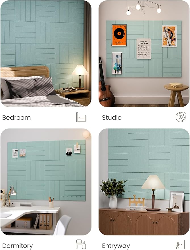 Fluxynara Large Felt Bulletin Board 48" x 36" Cork Board Alternative-12 Pack with 64 Safe Removable Adhesive Tabs, Cork Boards for Walls Cork Board for Home Office Classroom Pin Board-Teal Blue