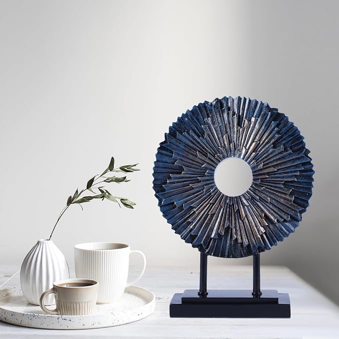 Minimalist Round Statue Above Cabinet Decor Kitchen, Modern Decorative Sculpture Home Decorations for Living Room Coffee Table, Office Decor Items, Center Pieces Decoration (Blue)