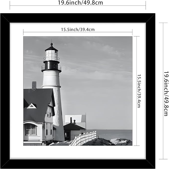 Picrit 20x20 Picture Frame 3 Pack, Black Poster Frame, Display Poster 16 x 16 with Mat or 20 x 20 without Mat for Horizontal or Vertical Wall Mounting