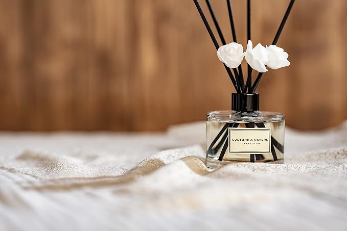 CULTURE & NATURE Reed Diffuser Set 6.7oz (200ml) Lily of the Valley Scented Diffuser with Sticks Home Fragrance Reed Diffuser for Bathroom Shelf Decor