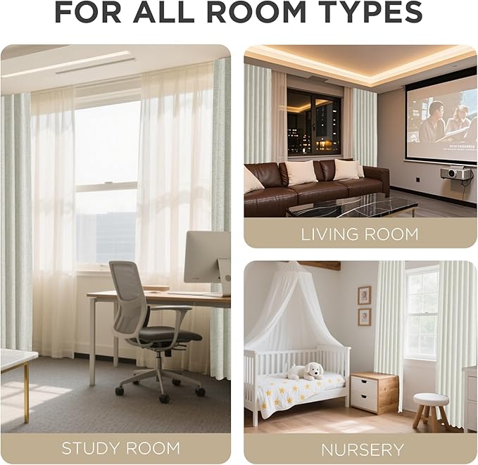 Joydeco Blackout Curtains for Bedroom - 96 Inch Long 100% Light Blocking 2 Panels Light Beige Drapes, Thermal Insulated Room Darkening Curtains, Linen Textured for Living Room, Rod Pocket & Back Tabs