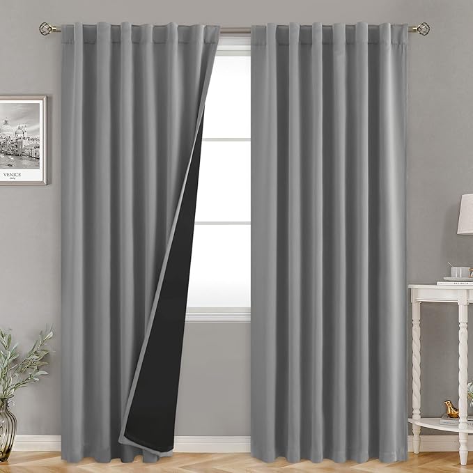 BGment Dove Grey Blackout Curtains 78 Inches Long for Bedroom, 100% Blackout Curtains Living Room Panels with Thermal Liner, Double Layer Rod Pocket and Back Tab Drapes, 2 Panels, Each 52 x 78 Inch
