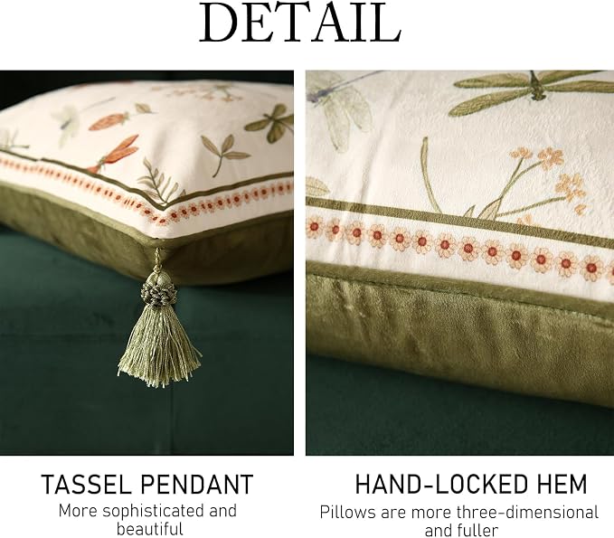 ISAENNE Designer Vintage Velvet Throw Pillow Cover,18"x18"-Grace B | Pillow Cover,Concealed Zipper Design,Dragonfly Pattern,Sofas,Bedroom,Living Room,Lounge Chairs,All Season Home Decor