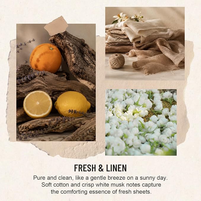 Auelife Reed Diffuser Set, Fresh & Linen 2 Pack 8 Fl Oz Scented Diffuser with Fiber Sticks, Home Fragrance Reed Diffuser for Bathroom Decor, Bedroom, Office & Housewarming Gift