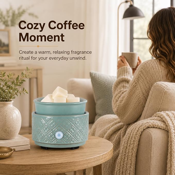 Wax Melt Warmer for Scented Wax,3-in-1Ceramic Wax Warmer Fragrances Candle Oils, Home Fragrance Burner,Electric Candle Warmer Perfect Christmas Gifts for Mom Women(Gree)