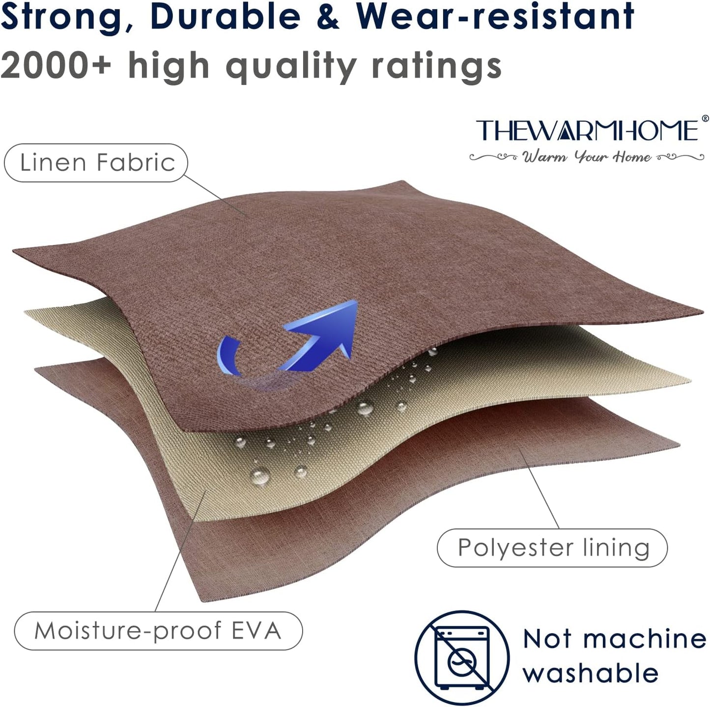 TheWarmHome Fabric Storage Basket for Home, Shelf, Closet - Canvas Bin for Dog Toys and Baby Items (Brown, 1 Pack, 13.8L9.8W6.7H)