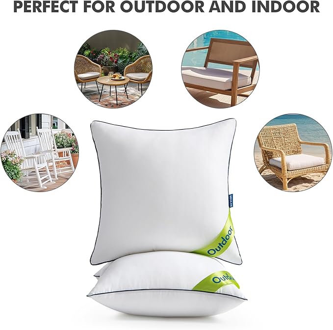 MIULEE 20x20 Outdoor Pillows, Pack of 4 Water Resistant Waterproof Pillow Inserts Decorative Stuffer for Sofa Couch Patio and Garden