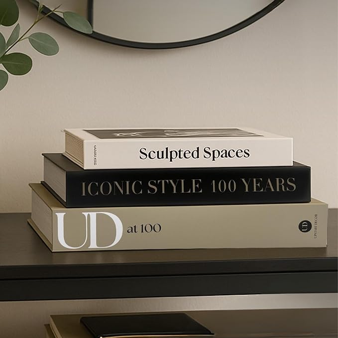 Aesthetic Decorative Books Set of 3 Designer Faux Books for Decoration to Enhance Mid Century Coffee Table Decor Bookshelf Mantle Shelf Console Table Entryway Décor Minimalist Fake Book Storage Box