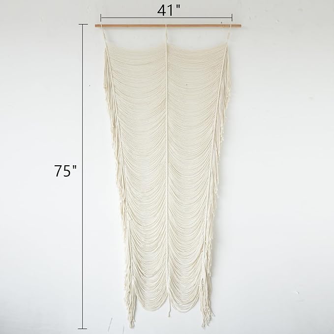 Macrame Curtain Room Divider Doorway CurtainBoho Curtain Doorway Window Wall Decor Fiber Yarn Art Craftsmanship Bedroom Wedding Backdrop Headboard Décor 41" W x 75" L(1 Panel)