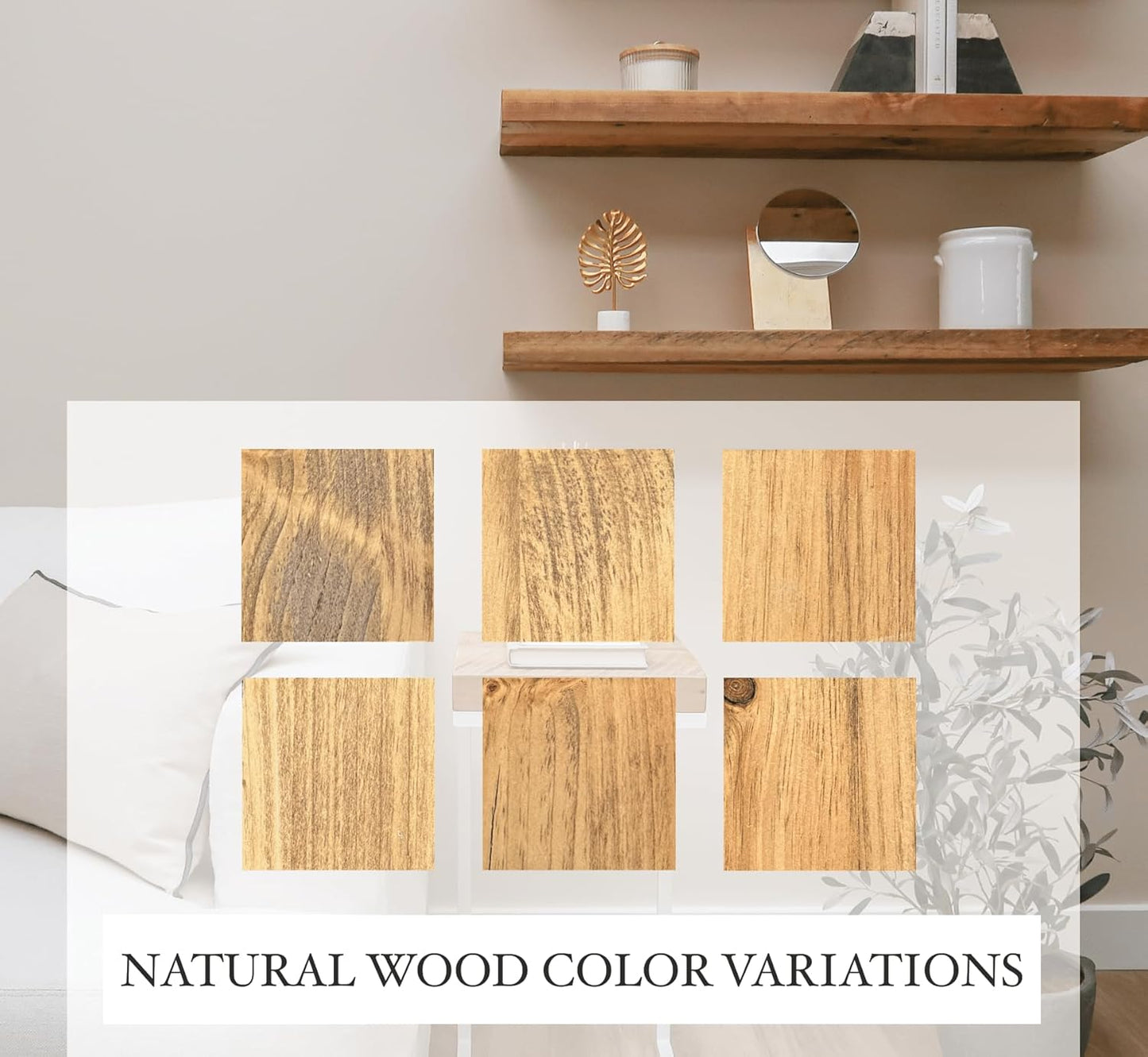 Modern Floating Shelves 3 Inches Thick for Wall, Wide Shelves for Kitchen, Living Room, Bedroom, and Bathroom, Natural Pine Wood, Rustic Wooden Shelf, (Set of 2) (Aged Oak, 48Lx3Hx6D)