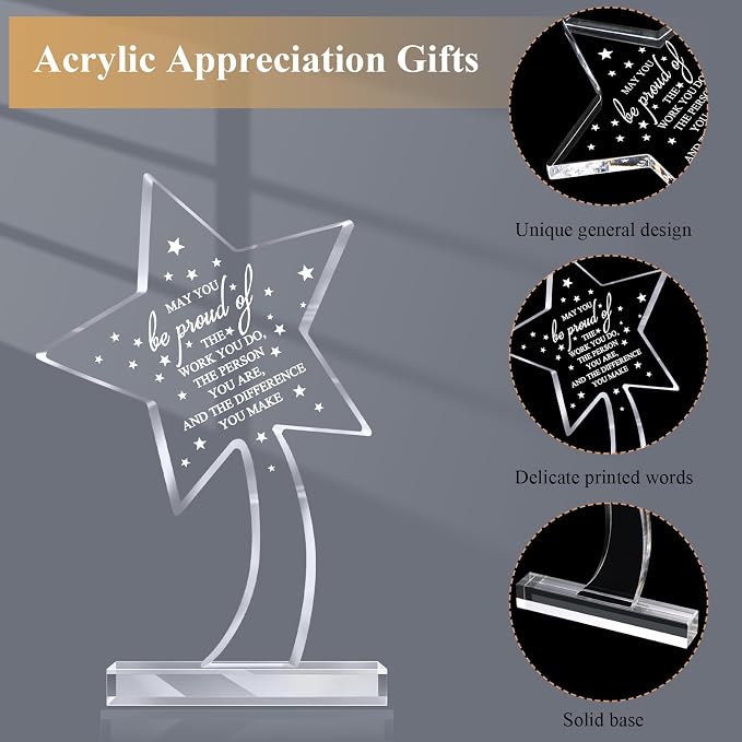 Bucherry 10 Pcs Employee Appreciation Awards for Coworker Acrylic Thank You Trophy May You Be Proud of The Work You Do Sign Prizes Retirement Goodbye Farewell Gift for Women Men(Elegant)