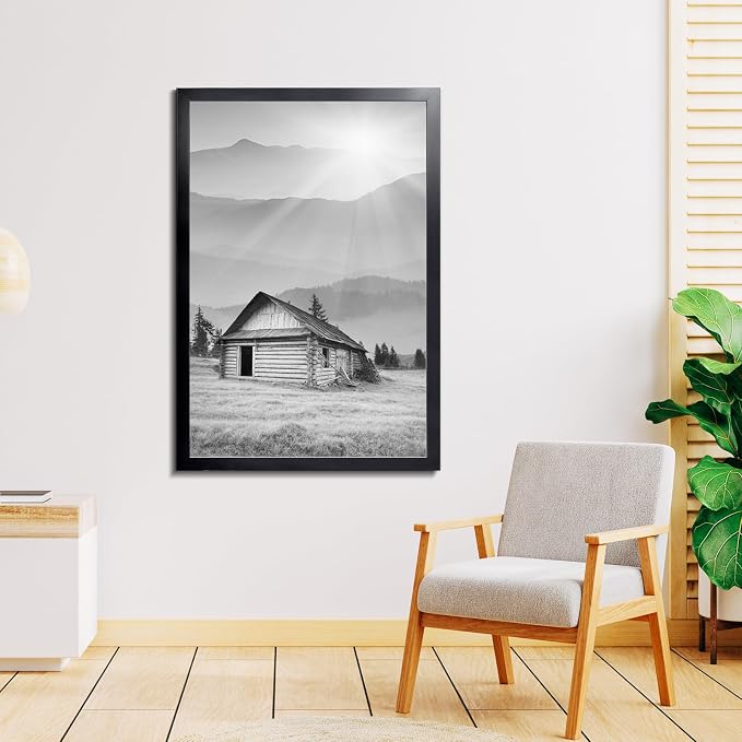LaVie Home 22.375x34 Picture Frame Black Puzzle Frame, Display Pictures, Puzzle 22.375x34 Without Mat, Stable Frame and Polished Plexiglass, Horizontal and Vertical Format of The Walls