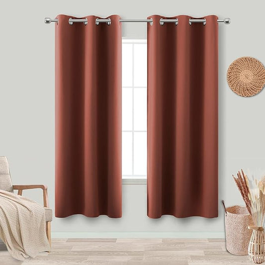 KOUFALL Rust Western Curtains for Bedroom 72 Inch Length 2 Panels Set Blackout Room Darkening Light Blocking Insulated Thermal Curtains for Living Room,Terracotta Red,42x72 Inches Long