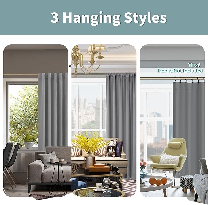 BGment Dove Grey Blackout Curtains 78 Inches Long for Bedroom, 100% Blackout Curtains Living Room Panels with Thermal Liner, Double Layer Rod Pocket and Back Tab Drapes, 2 Panels, Each 52 x 78 Inch