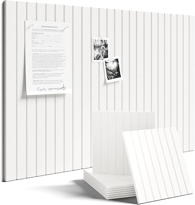 Fluxynara Large Felt Bulletin Board 36" x 24" Cork Board Alternative-6 Pack with 32 Safe Removable Adhesive Tabs, Cork Boards for Walls Cork Board for Home Office Classroom Pin Board -Milky White