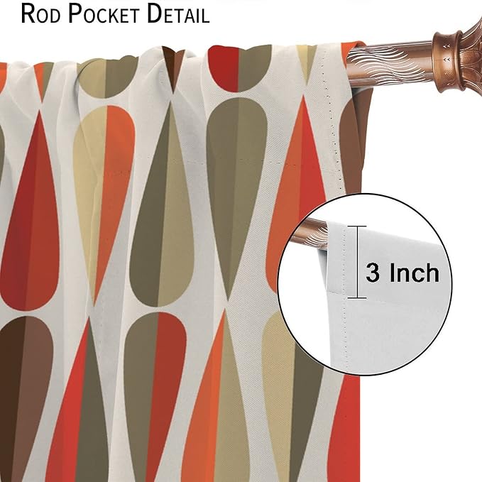 JESTRONRY Mid Century Curtains,Modern Abstract Triangular Retro Design Room Darkening Door Window Rod Pocket Curtain for Living Room Bedroom Kitchen Bathroom 84x84in
