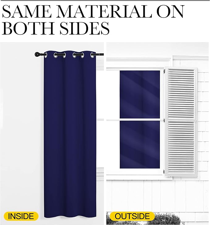 NICETOWN Room Darkening Curtains for Kitchen, Royal Blue, Set of 2, 42 inches Wide by 50 inches Long, Window Treatment Thermal Insulated Solid Grommet Room Darkening Curtains/Drapes for Bedroom