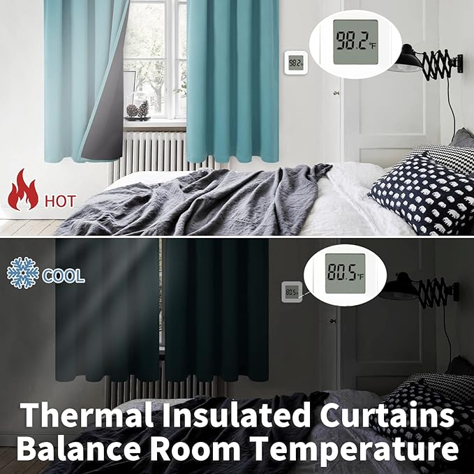BGment Blackout Curtains 84 Inch Length 2 Panels Set for Bedroom, 100% Room Darkening Thermal Insulated Dark Curtains for Living Room Soundproof Window Curtains, 52 Inch Wide, Sea Teal