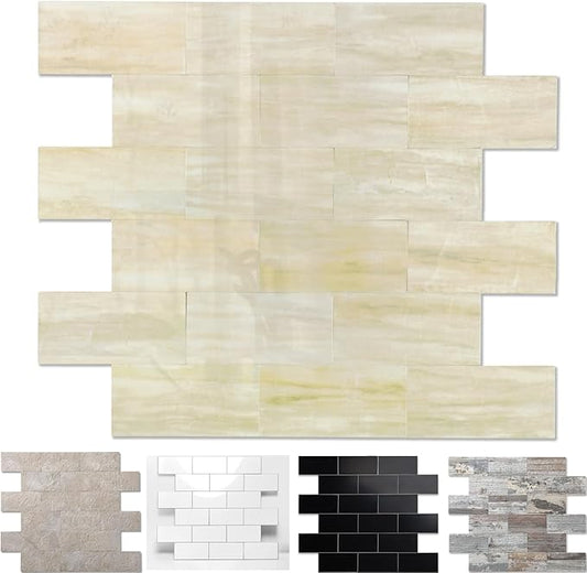 2026 New Upgrade Peel and Stick Backsplash Tile, Peel and Stick Wall Tile for Kitchen, Bathroom, Fireplace, Laundry (Light Orange, 5 Packs)