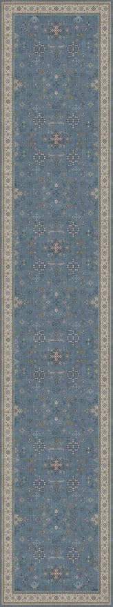 Hazo Haus Neutral Blue Washable 3x16 Extra Long Hallway Runner Rug, Boho Waterproof Large Kitchen Floor Rug Indoor, Non-Slip Stain & Fade Resistant, Vintage Unique Floral Décor