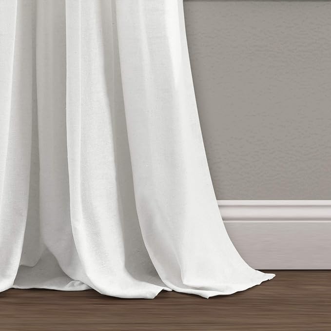 Lush Decor Linen Button Window Curtain Panel, Single, 40" W x 95" L, Dark Gray & Off-White, Country Curtains, Rustic Decor, Color Block Modern Farmhouse Curtains For Living Room, Bedroom & Dining Room