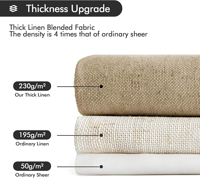 MIULEE Non-See-Through Privacy Linen Curtains 2 Panels, Light Filtering Window Curtains Farn House Textured Back Tab Semi Sheer Drapes for Bedroom Living Room, 52 x 72 Inches Long, Copper Brown