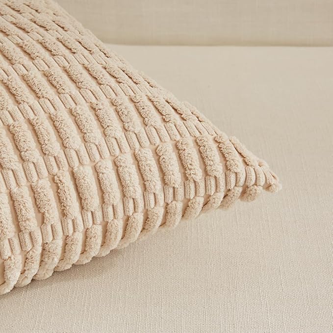 Fancy Homi 4 Packs Decorative Throw Pillow Covers for Living Room Couch Bed, Modern Farmhouse Boho Home Décor Accent Cushion Case, 28" x 28", Neutral