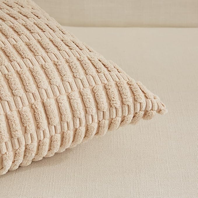 Fancy Homi 4 Packs Decorative Throw Pillow Covers for Living Room Couch Bed, Modern Farmhouse Boho Home Décor Accent Cushion Case, 22" x 22", Neutral