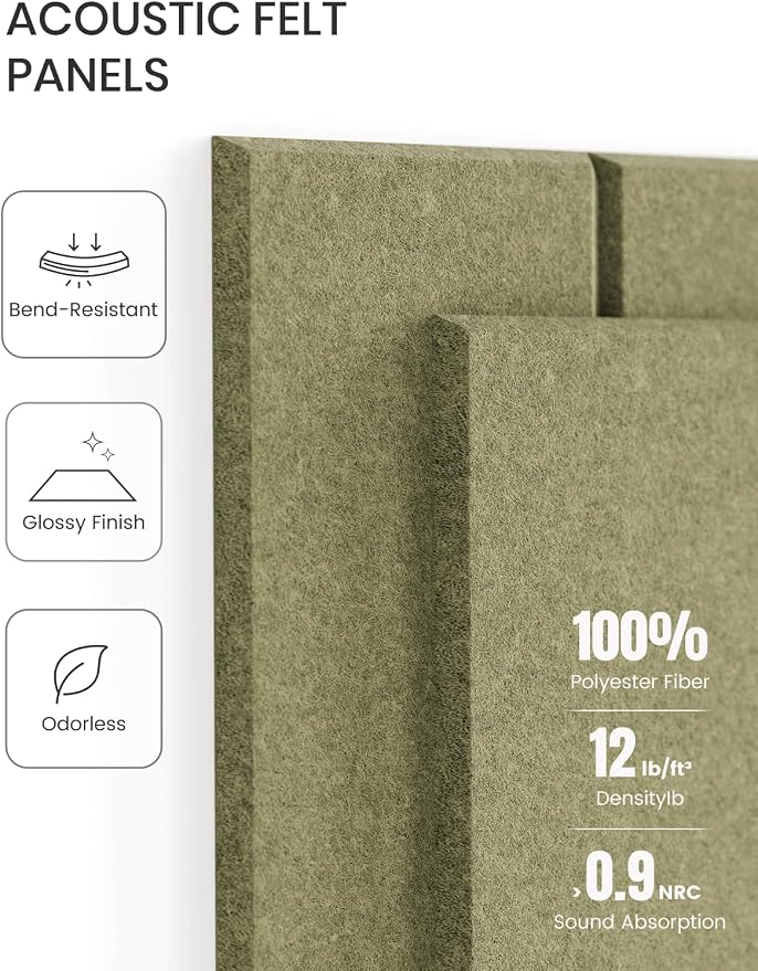 Fluxynara Large Felt Bulletin Board 48" x 36" Cork Board Alternative-12 Pack with 64 Safe Removable Adhesive Tabs, Cork Boards for Walls Cork Board for Home Office Classroom Pin Board -Olive Green