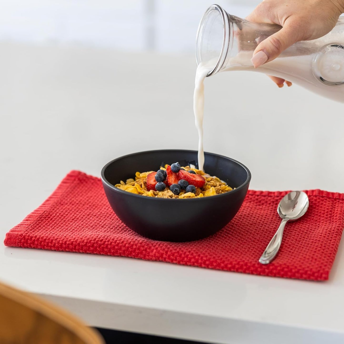 Grow Forward Premium Wheat Straw Bowls - 27oz Microwave Safe Plastic Cereal Bowls Set of 8 for Kitchen, Camping, RV, Dessert, Snack, Soup, Salad, Fruit - Reusable, Unbreakable & BPA Free - Midnight