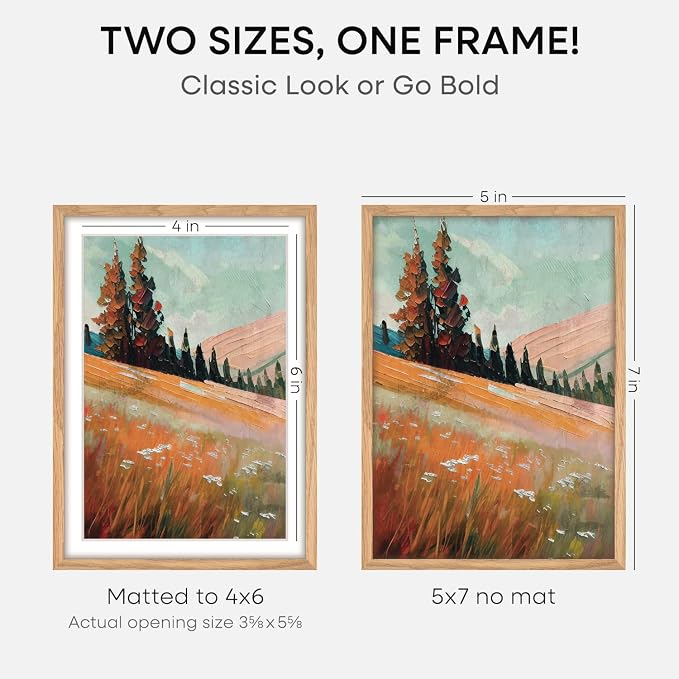 Homeforia 12x17 Picture Frame Natural Wood, High End Oak 12x17 Light Wooden Poster Frame with Mat 10x15, 12 x 17 Frames Matted to 10 x 15 Photo, 17x12 Hanging Frame, Tempered Glass, Wall Kit, Set of 1