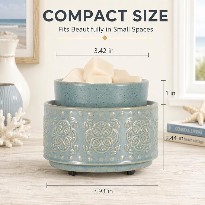 mocosa Ceramic Wax Warmer Wax Melt Warmer for Scented 3-1 Electric Candle Warmer Home Fragrance Wax Burner for Mom Women(Black-Fan Shaped)