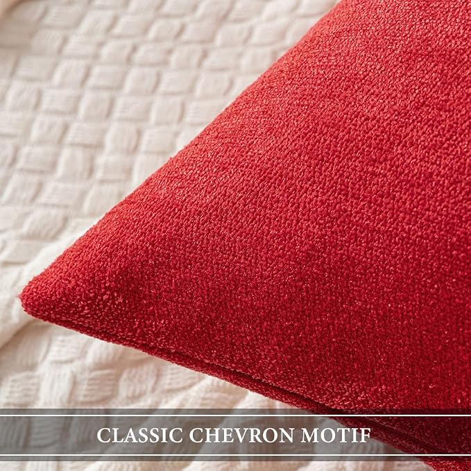 MIULEE Pack of 2 Red Decorative Pillow Covers 20x20 Inch | Soft Chenille Couch Throw Pillows Farmhouse Cushion Covers for Home Decor Sofa Bedroom Living Room