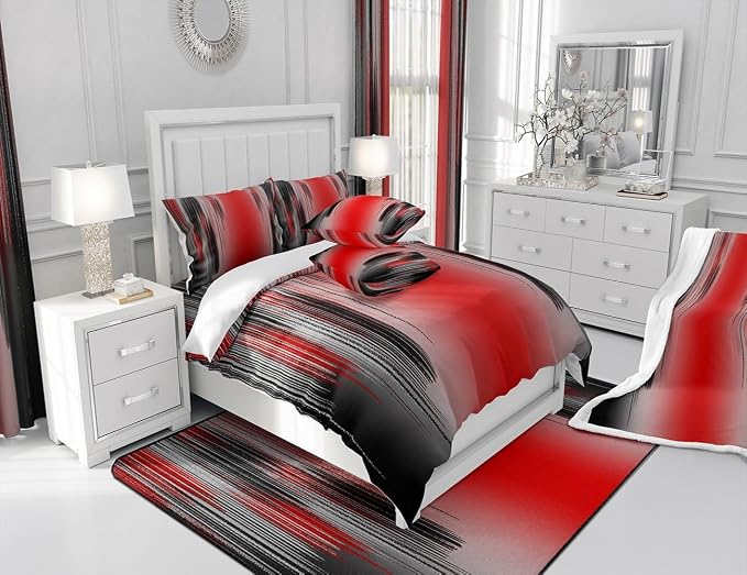 jejeloiu Red and Black Curtains for Bedroom Living Room for Kids Ombre Red Blackout Curtains (2 Panels, 42 x 63 Inch) Messy Rust Darkening Drapes Decor Abstract Art Window Treatments