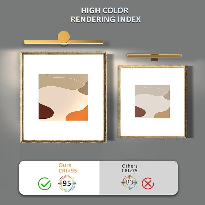 ZitoStory Battery Operated Picture Light for Wall with Remote, Wireless Dimmable Art Lights for Paintings Rechargeable Gallery Light Artwork Lighting for Canvas, Portrait, Gold, 20 Inch