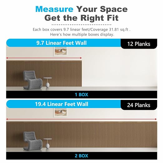 Art3d Wainscotting Wall Panel Kit, 37.8" Tall Beadboard Panels for Walls, Polystyrene Board and Batten Wall Panel Kit, Easy DIY Decorative Trim for Living Room, Kitchen, Bedroom – Covers 31 Sq.Ft