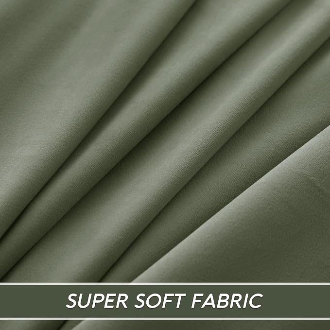 RYB HOME Sage Green Velvet Curtains 108 inch, Room Darkening Green Window Curtains with Multiple Hanging Options Heavy Duty Plush Blackout Backdrop for Bedroom Guest Room, W48 x L108 inch, 1 Panel